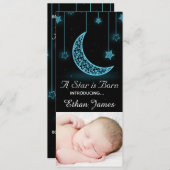 Faire-part Une étoile est née Lune et étoiles naissance perso (Devant / Derrière)