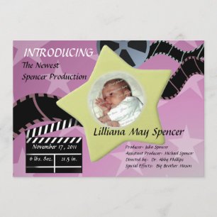 Faire-part Une étoile est née/ rose