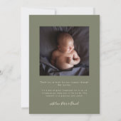 Faire-part Une petite annonce de naissance moderne vert olive (Dos)