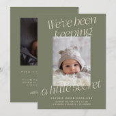 Faire-part Une petite annonce de naissance moderne vert olive (Devant / Derrière)
