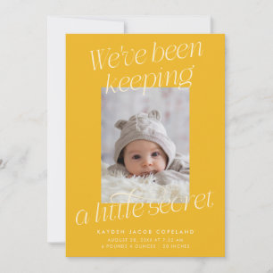 Faire-part Une petite photo jaune moderne de naissance secrèt