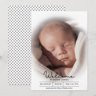 Faire-part Une photo mignonne Typographie Bébé Naissance