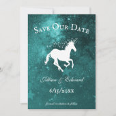Faire-part Unicorn turquoise Enregistrer La Date Annonce (Devant)
