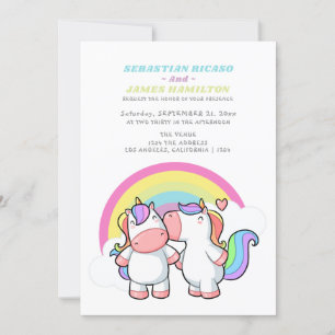 Faire-part Unicorne Magique Et Rainbow Fun Mariage Gay