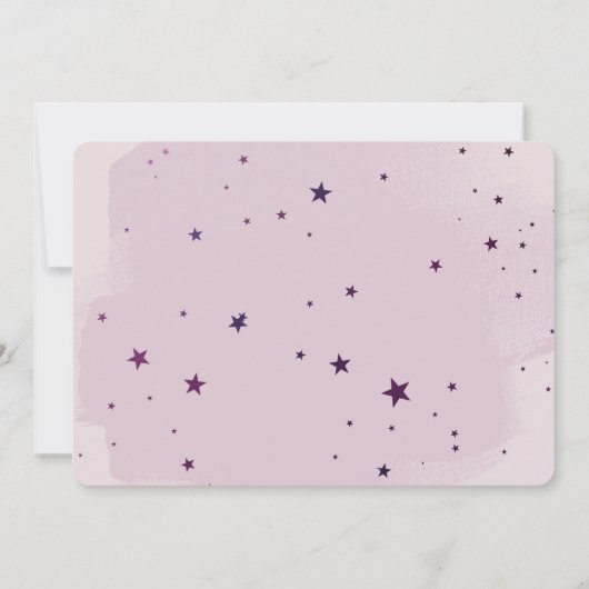 Faire-part unicorne mignonne mauve magique (Dos)