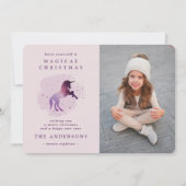 Faire-part unicorne mignonne mauve magique (Devant)