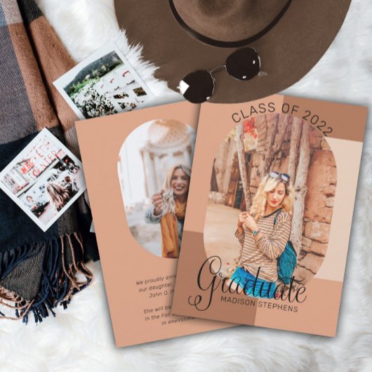 Faire-part Unique Classy Retro Curved Photo 2023 Graduation