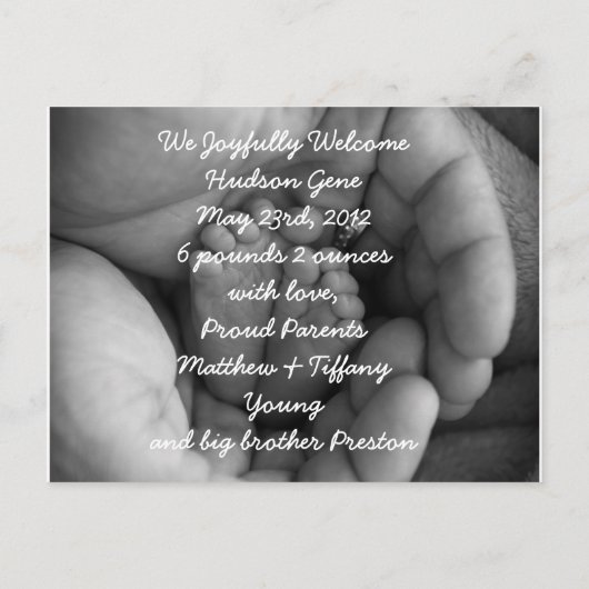 Faire-part unique de bébé avec l'enveloppe de (Dos)