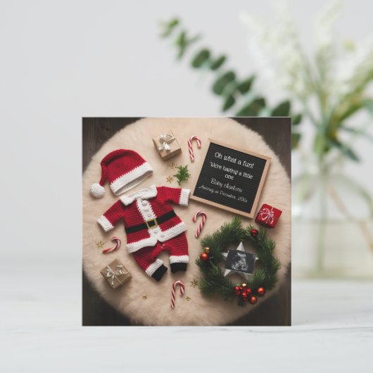 Faire-part unique de grossesse de Noël (Debout devant)