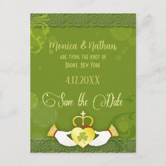 Faire-part unique de mariage irlandais "Save the D (Devant)