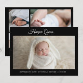 Faire-part Unique Elegant Baby Boy Photo Collage Birth (Devant / Derrière)