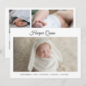 Faire-part Unique Elegant Baby Boy Photo Collage Birth (Devant / Derrière)