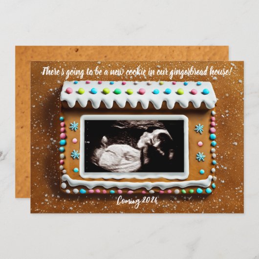 Faire-part Unique Maison en pain d'épices Baby Ultrasound Gro (Devant / Derrière)