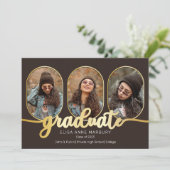 Faire-part Unique Oblong 4 Photo Collage 2023 Graduation (Debout devant)