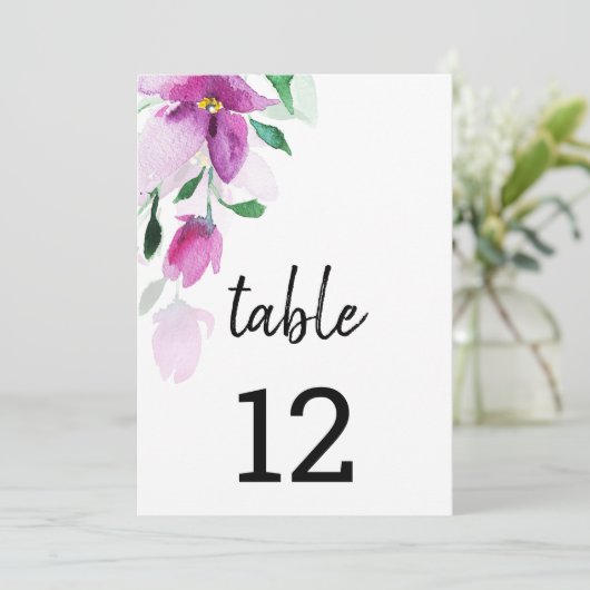 Faire-part Uniquité Des Fleurs D'Aquarelle Violet (Debout devant)