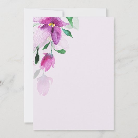 Faire-part Uniquité Des Fleurs D'Aquarelle Violet (Dos)