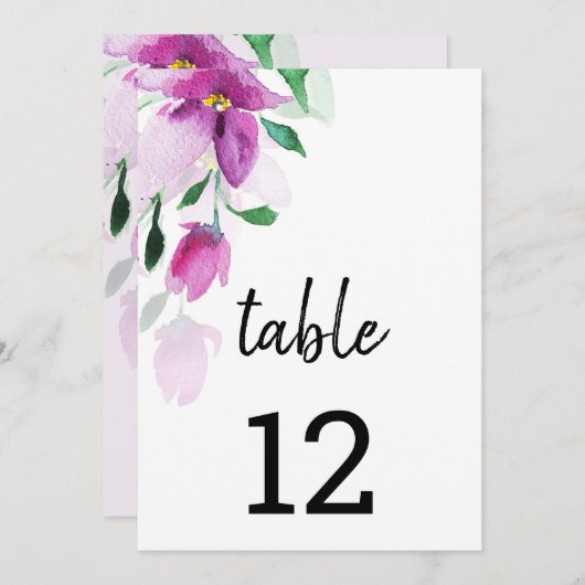 Faire-part Uniquité Des Fleurs D'Aquarelle Violet (Devant / Derrière)