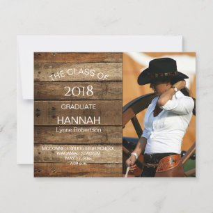 Faire-part Unisex Rustic Barnwood Photo Graduation horizontal