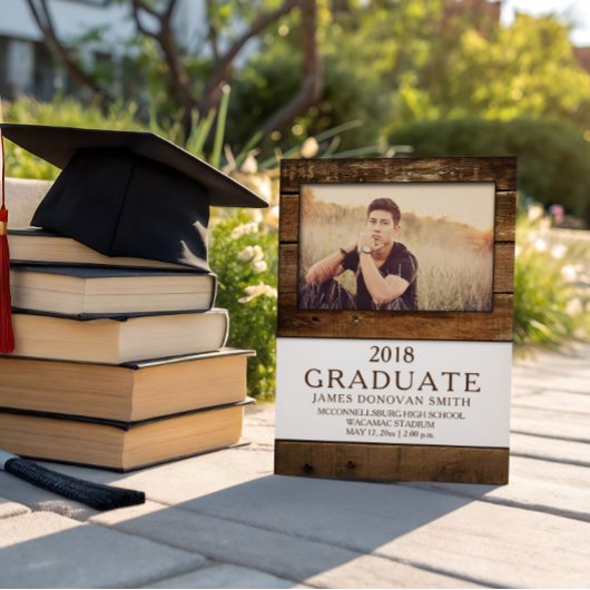 Faire-part Unisex Rustic Grange Bois de la photo Graduation v