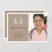 Faire-part universitaire Brown et blanc (Devant / Derrière)