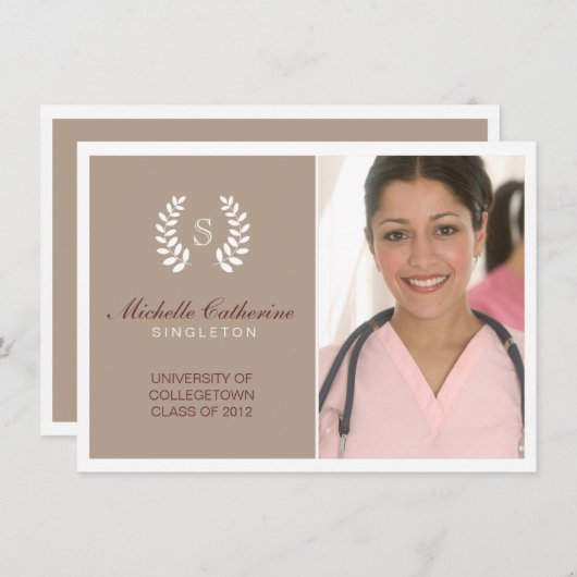 Faire-part universitaire Brown et blanc (Devant / Derrière)