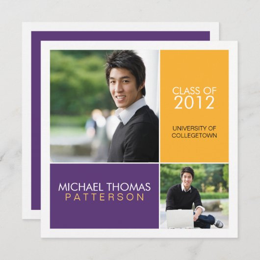 Faire-part universitaire moderne de bloc (Devant / Derrière)