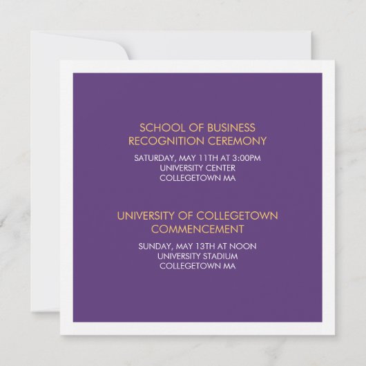 Faire-part universitaire moderne de bloc (Dos)