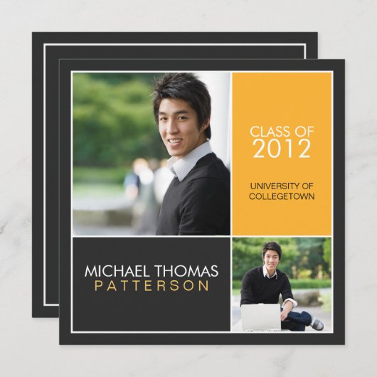 Faire-part universitaire moderne de bloc (Devant / Derrière)