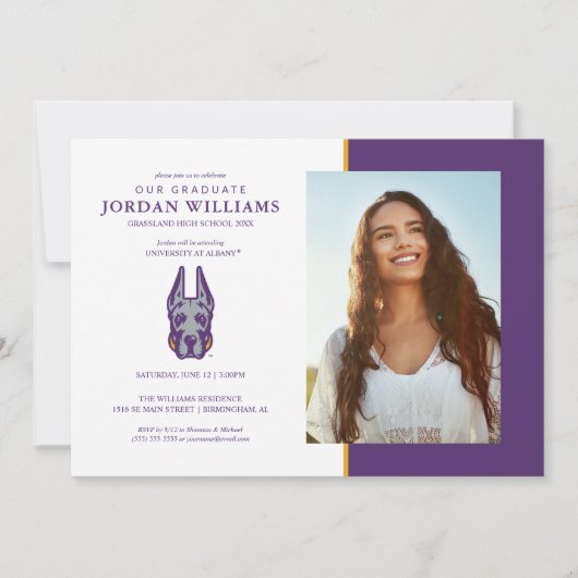 Faire-part Université d'Albany Chef de la mascotte Great Dane (Devant)