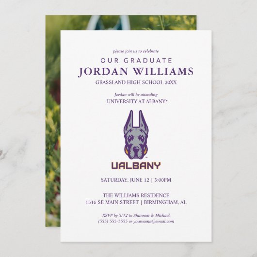 Faire-part Université d'Albany Great Danes (Devant / Derrière)