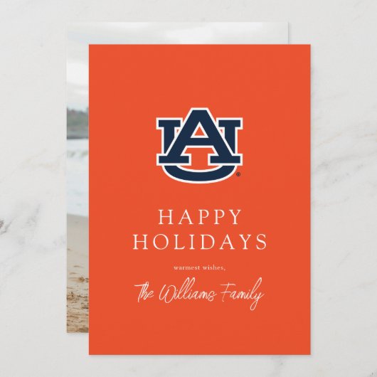 Faire-part Université d'Auburn | Motif de vacances (Devant / Derrière)