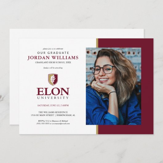 Faire-part Université Elon (Devant / Derrière)