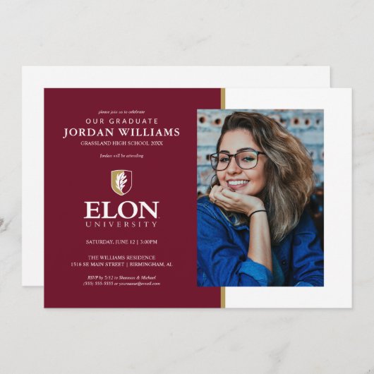 Faire-part Université Elon (Devant / Derrière)