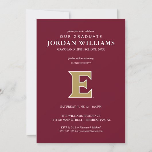 Faire-part Université Elon E (Devant)