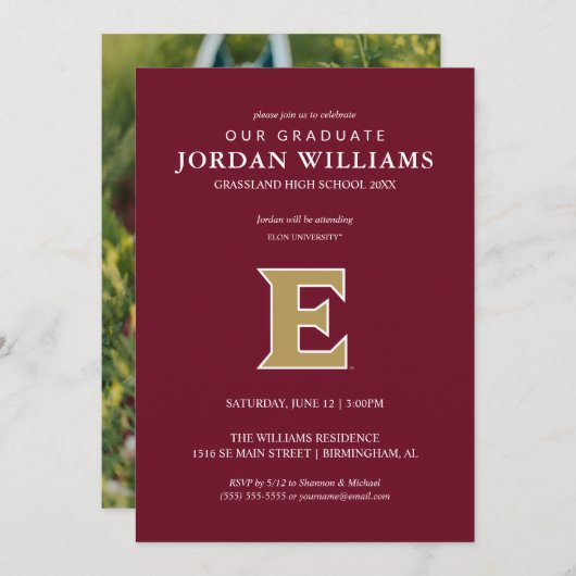 Faire-part Université Elon E (Devant / Derrière)