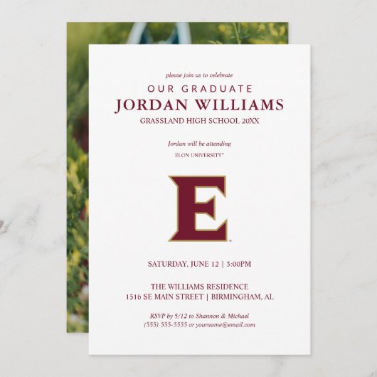 Faire-part Université Elon E (Devant / Derrière)