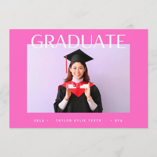 Faire-part université moderne hot rose (Devant)