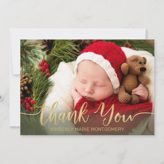 Faire-part Vacances bébé naissance or Script Typographie roug (Devant)