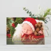 Faire-part Vacances bébé naissance or Script Typographie roug (Debout devant)