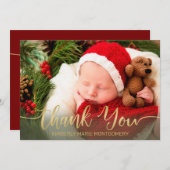 Faire-part Vacances bébé naissance or Script Typographie roug (Devant / Derrière)