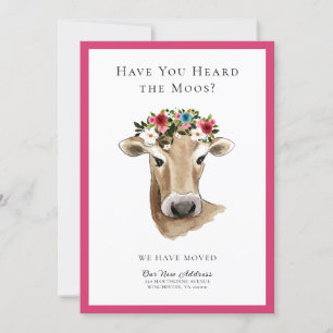 Faire-part Vache mignonne simple Nous avons déplacé une nouve