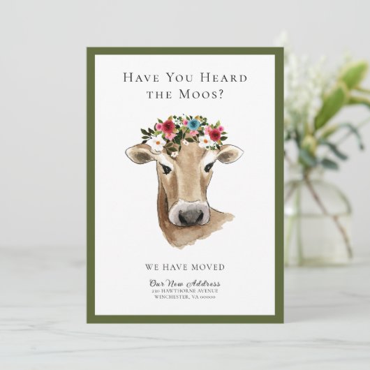 Faire-part Vache mignonne simple Nous avons déplacé une nouve (Debout devant)