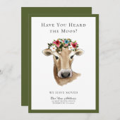 Faire-part Vache mignonne simple Nous avons déplacé une nouve (Devant / Derrière)