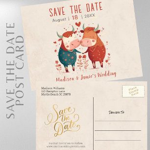 Faire-part Vaches de Mariage Carte Postale pour Sauvegarder l