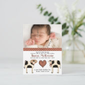 Faire-part Vaches laitières mignonnes Nouveau bébé GARÇON ave (Debout devant)