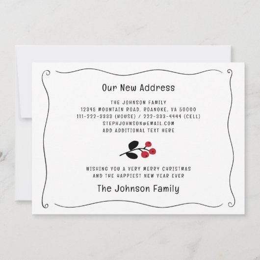 Faire-part Vague Bordure Rouge Berries Holiday Moving (Dos)