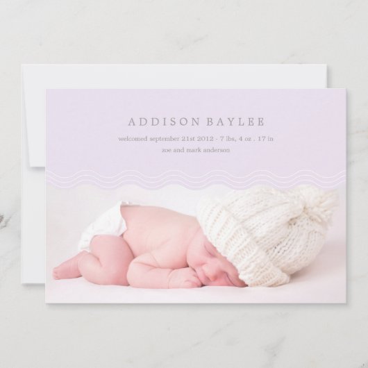 FAIRE-PART VAGUES DE LILAS | ANNONCE DE NAISSANCE (Devant)