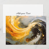 Faire-part Vagues modernes en marbre abstrait doré (Devant / Derrière)