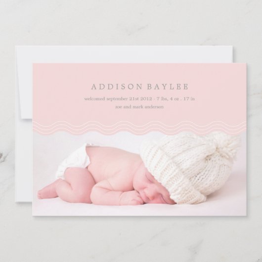 FAIRE-PART VAGUES ROSES | ANNONCE DE NAISSANCE (Devant)
