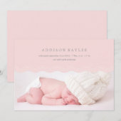 FAIRE-PART VAGUES ROSES | ANNONCE DE NAISSANCE (Devant / Derrière)